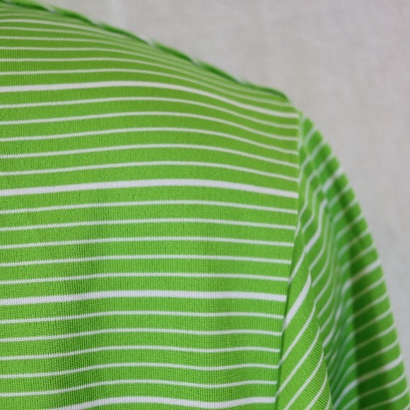 Adidas Green Polo Striped Shirt Small SM Climalite Lime Green Mens Outdoor Shirt - Picture 5 of 11